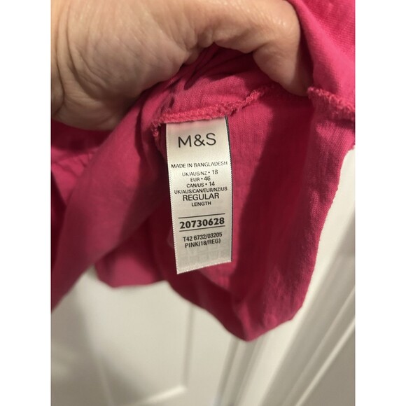 M&S Hot Pink Flowy Tiered Bohemian Style Peasant Hippie Maxi Dress Size 18 Plus - Picture 3 of 4
